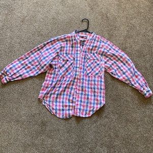 Blue and Pink Plaid Shirt